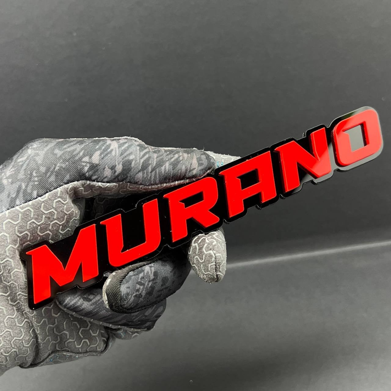 1PC MURANO Emblem – Red on Black 3D Acrylic Fender or Tailgate Badge for Car