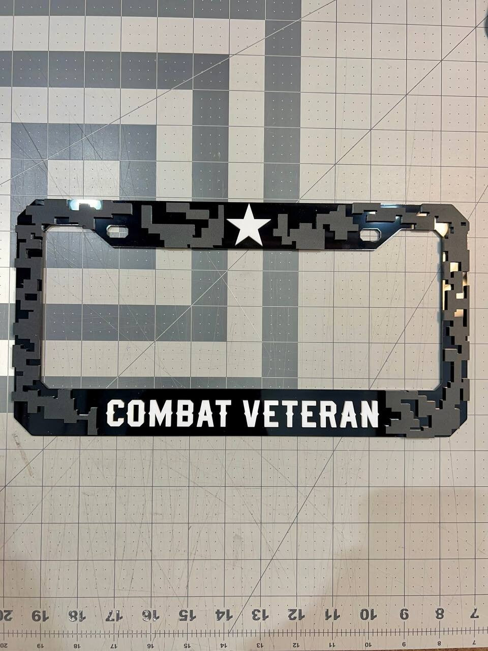 COMBAT VETERAN Black License Plate Frame Cover, Frame, car frame