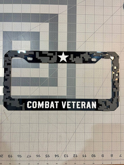 COMBAT VETERAN Black License Plate Frame Cover, Frame, car frame
