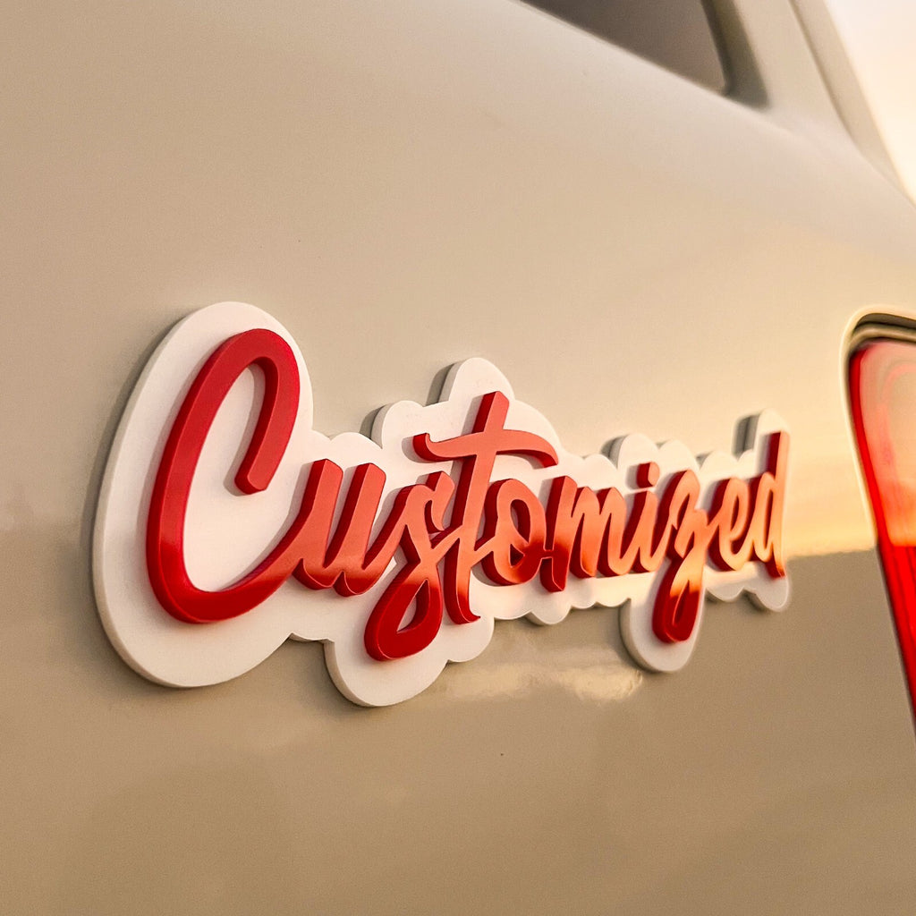 Custom Car Acrylic Emblem Badge MULTI COLOR Customized Text Names