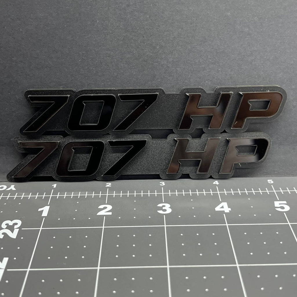 2PCS 707HP Emblems – 3D Acrylic Fender Engine Badge Pair for Car Truck SUV