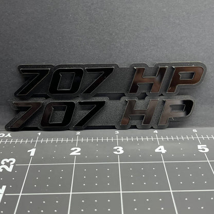 2PCS 707HP Emblems – 3D Acrylic Fender Engine Badge Pair for Car Truck SUV