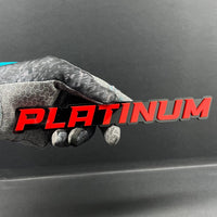 1PC PLATINUM Emblem – Red on Black 3D Acrylic Fender or Tailgate Badge for Car