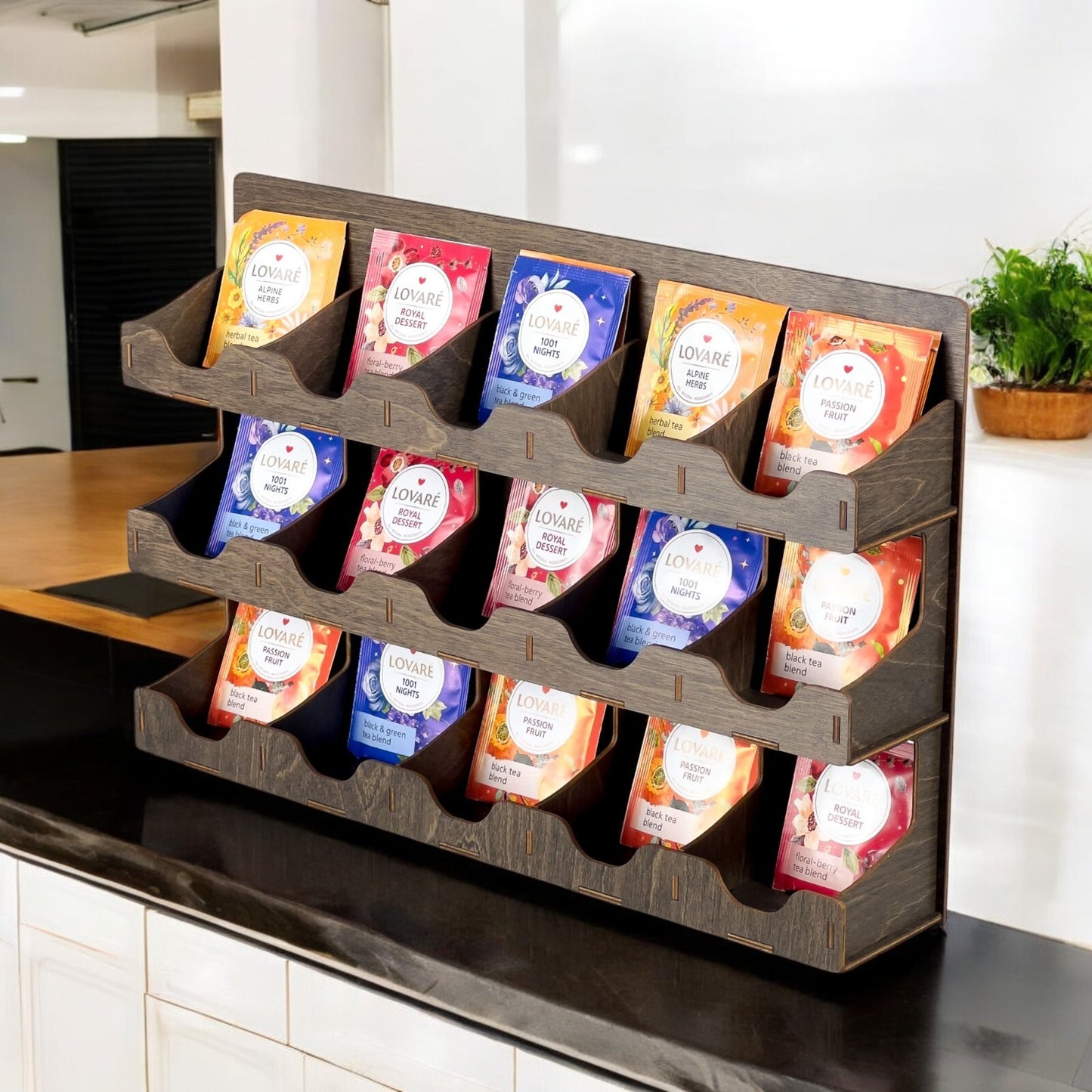 Wooden Tea Box Storage Oranizer Tea Bag Holder tea shelf organizer