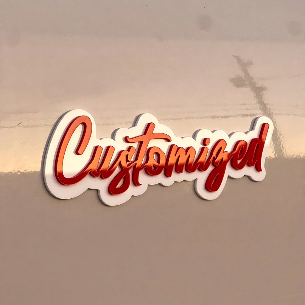 Custom Car Acrylic Emblem Badge MULTI COLOR Customized Text Names