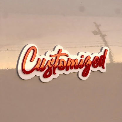 Custom Car Acrylic Emblem Badge MULTI COLOR Customized Text Names