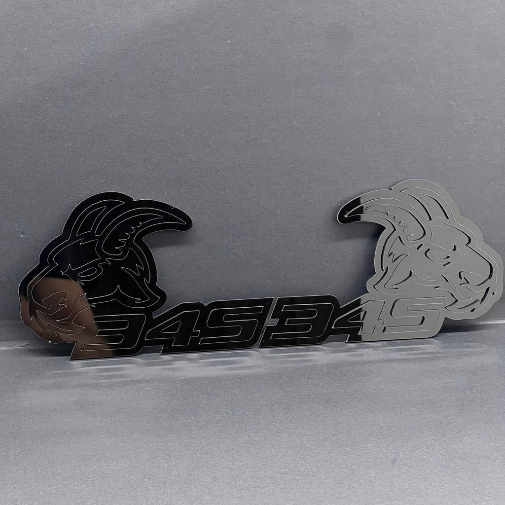 345 Angry Goat Emblem Badges (2PCS) – Aggressive Black Custom Car Fender Badge