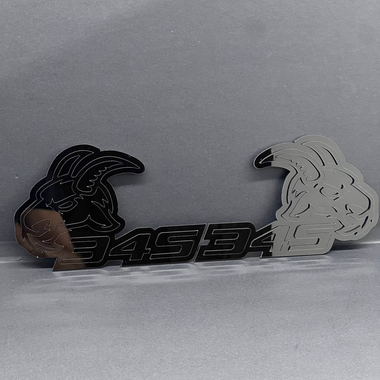 345 Angry Goat Emblem Badges (2PCS) – Aggressive Black Custom Car Fender Badge