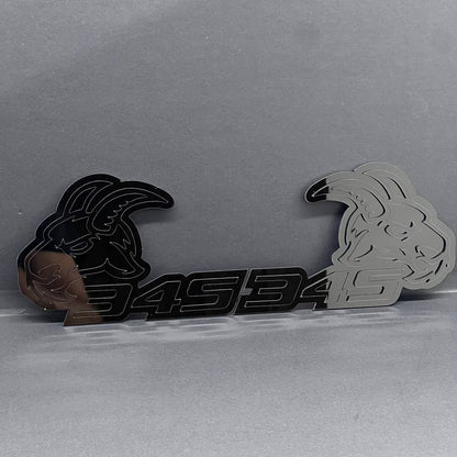 345 Angry Goat Emblem Badges (2PCS) – Aggressive Black Custom Car Fender Badge
