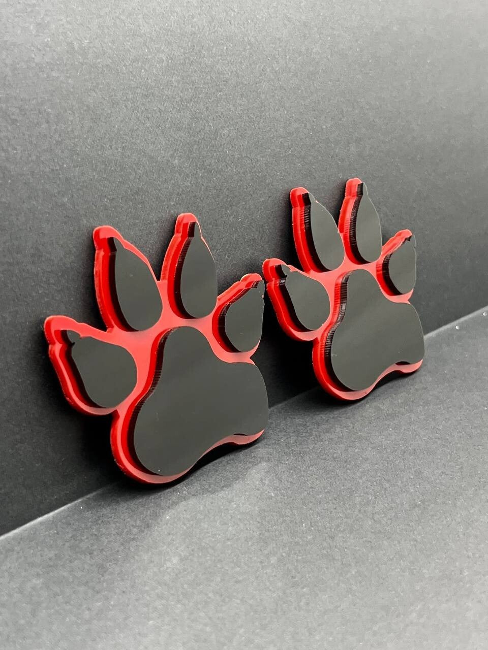2x Red Fender Dog Paw Emblem Badge Logo for Ford Bronco Truck Sport Offroad 4x4