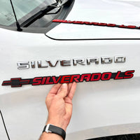 2PCS Mate Black and Red SILVERADO EMBLEM BADGE FOR SILVERADO