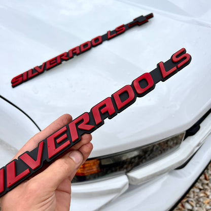 2PCS Mate Black and Red SILVERADO EMBLEM BADGE FOR SILVERADO