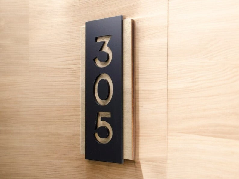 Sign for Hotel Signage made of wood & acrylic Room Number Sign Apartment Door