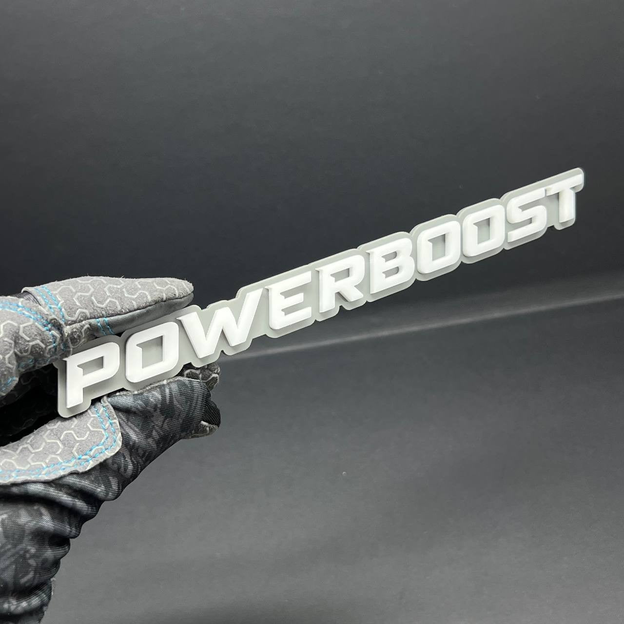 1PC POWERBOOST White Emblem Custom Fender or Tailgate Badge for Car SUV or Truck