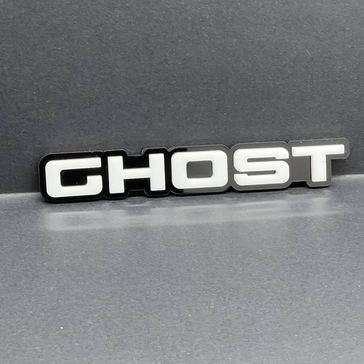 2pcs GHOST Black White Emblem Car Side Fender Grill Trunk Badge Sticker Decal