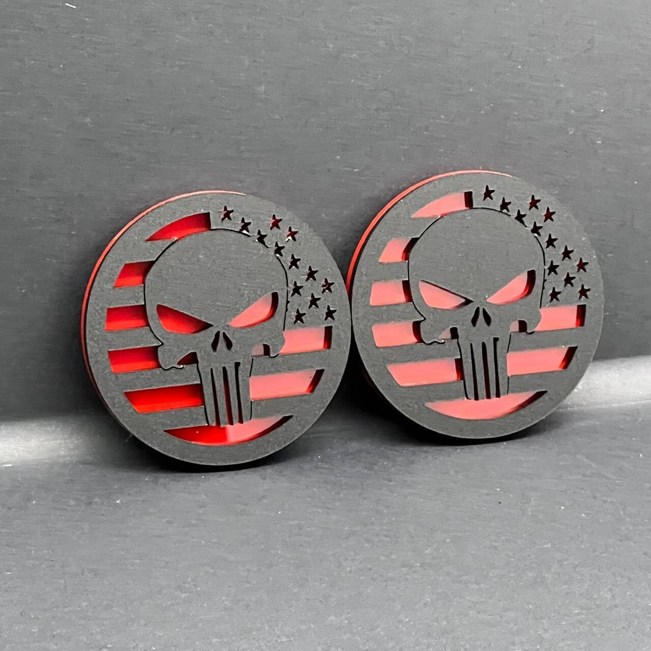 2PCS Black MATE WRANGLER GLADIATOR JL PUNISHER FENDER EMBLEM BADGE FENDER