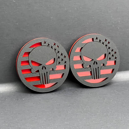 2PCS Black MATE WRANGLER GLADIATOR JL PUNISHER FENDER EMBLEM BADGE FENDER