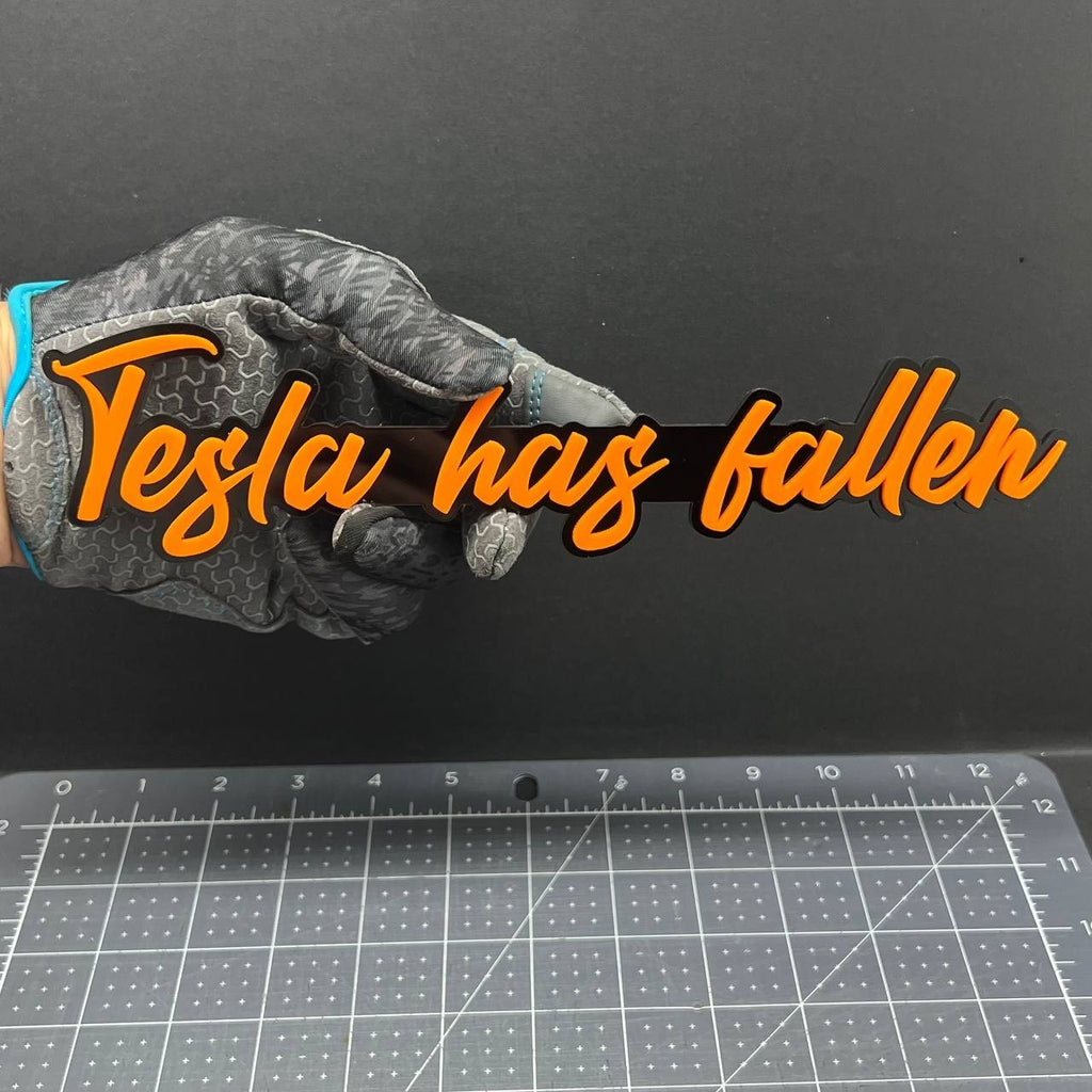 1x Tesla Has Fallen Logo Emblem Custom 3D Multicolor Acrylic Fender Trunk Badge
