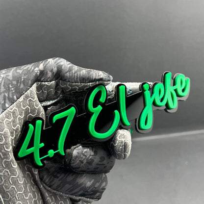 1PC 4.7 El Jefe Emblem – Custom 3D Multicolor Acrylic Car Fender Tailgate Badge