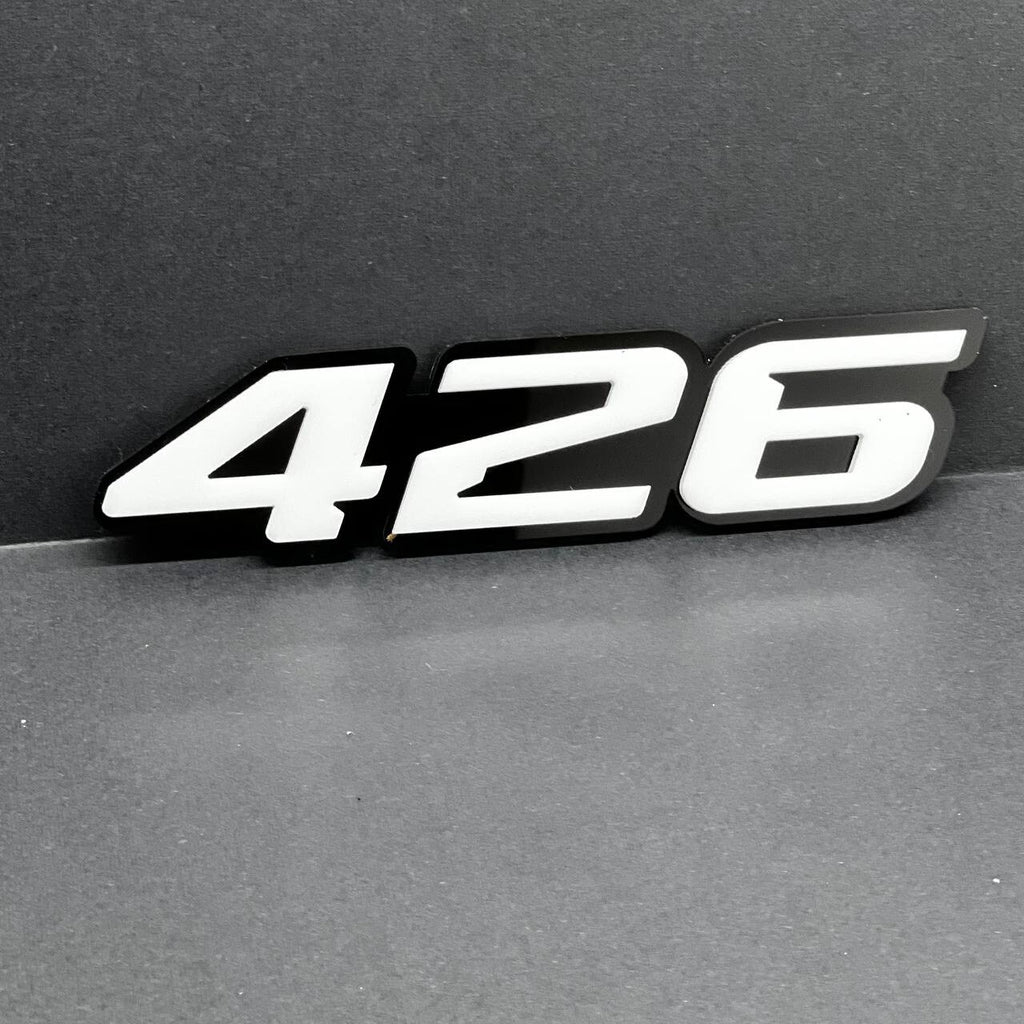 2x White black 426 Hemi Emblems 426 Side Fender Badge 3D for 426 Emblem