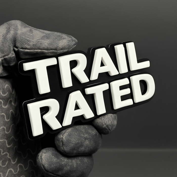 1PC TRAIL RATED Emblem – Custom 3D Acrylic Multicolor Car Fender Sticker