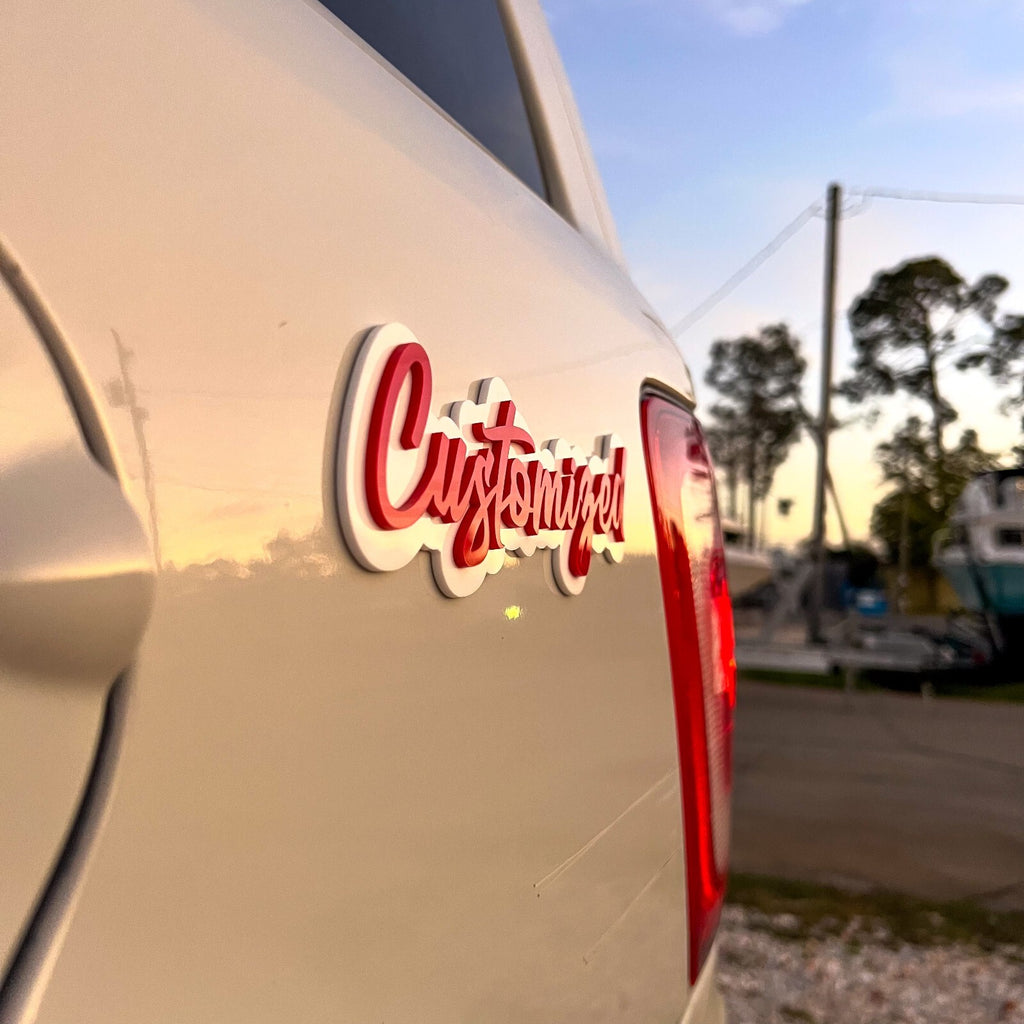 Custom Car Name Emblem Badge - Customized Text Names
