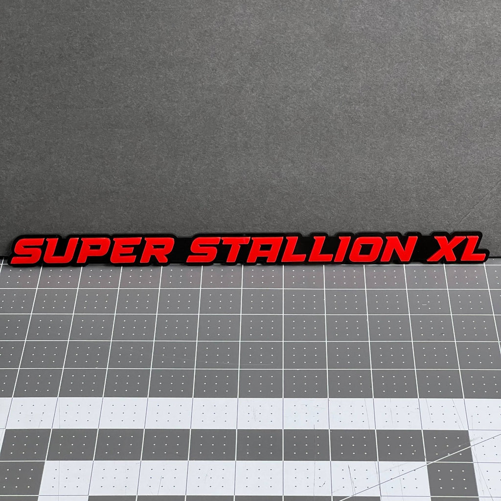 1PC SUPER STALLION XL Emblem – Custom 3D Multicolor Acrylic Car Badge