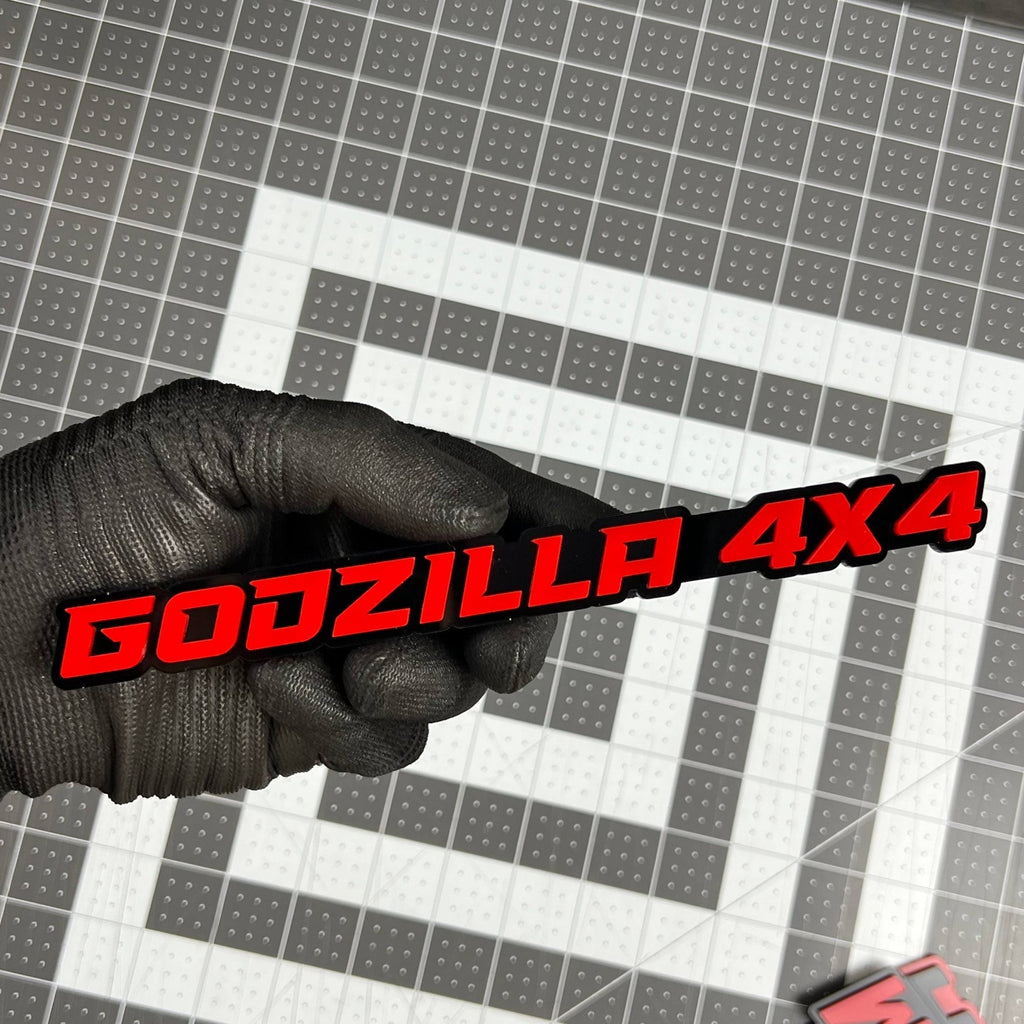 1PC GODZILLA 4x4 Emblem – Durable 3D Multicolor Acrylic Car & Truck Badge