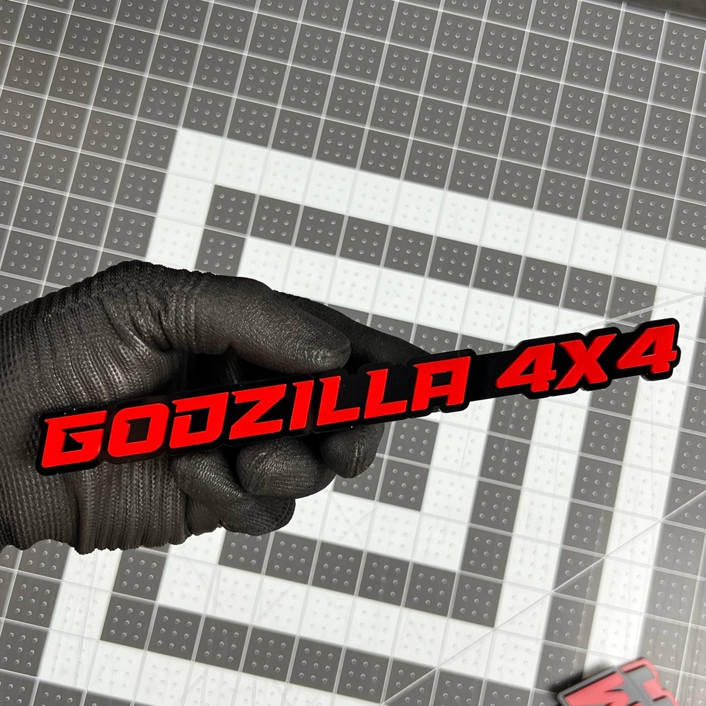 1PC GODZILLA 4x4 Emblem – Durable 3D Multicolor Acrylic Car & Truck Badge