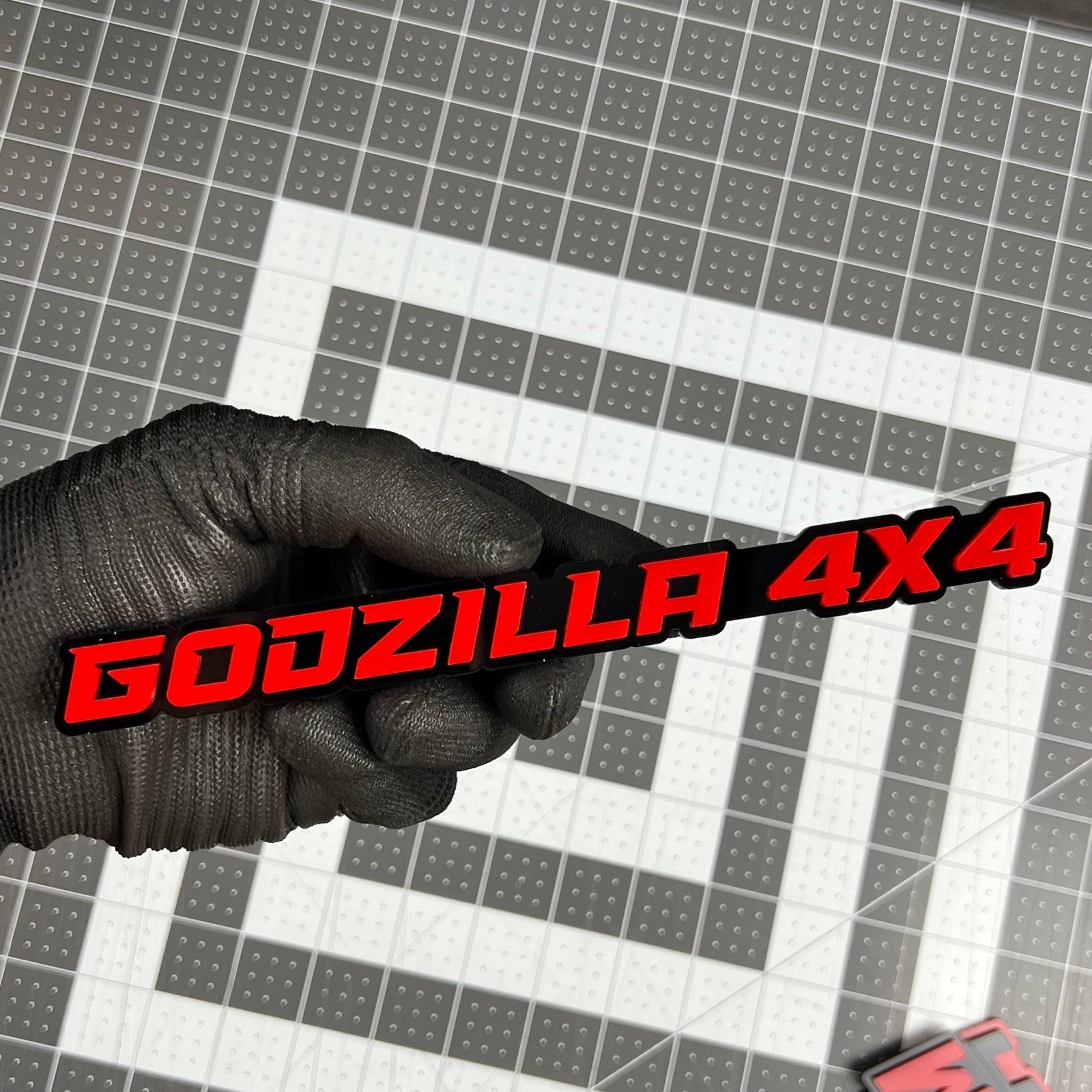 1PC GODZILLA 4x4 Emblem – Durable 3D Multicolor Acrylic Car & Truck Badge
