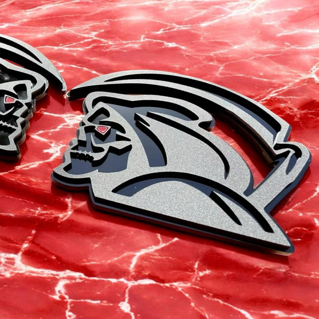 Red Eye Reaper Emblem Badge Set Matte Black Custom New