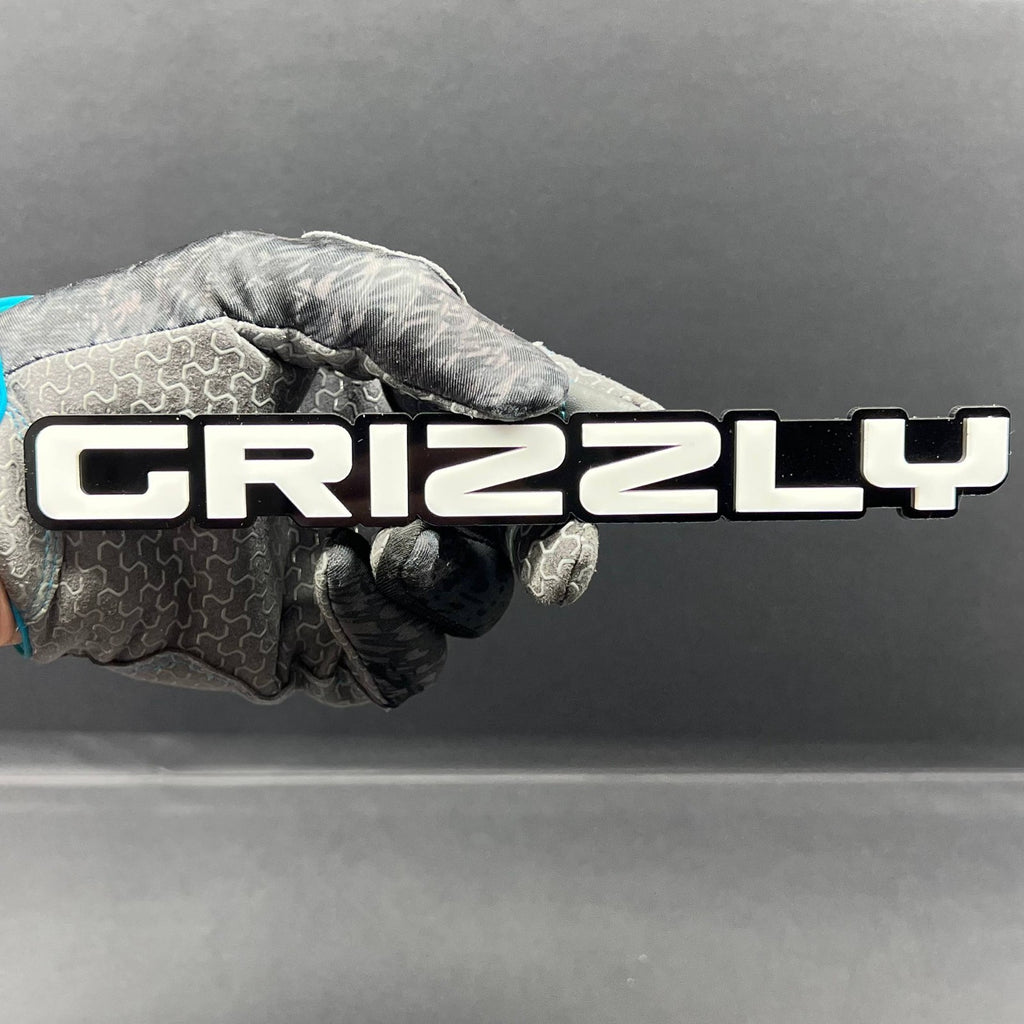 1pc GRIZZLY Multicolor 3D Acrylic Emblem – Aggressive Car & Truck Exterior Badge