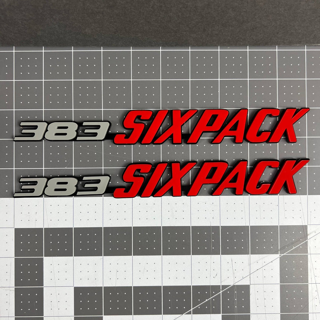 2PCS 383 SIX PACK Side Emblems – Muscle Car Multicolor Fender Badges