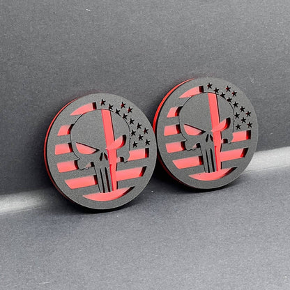 2PCS Black MATE 18-24 WRANGLER GLADIATOR JL PUNISHER FENDER EMBLEM BADGE FENDER