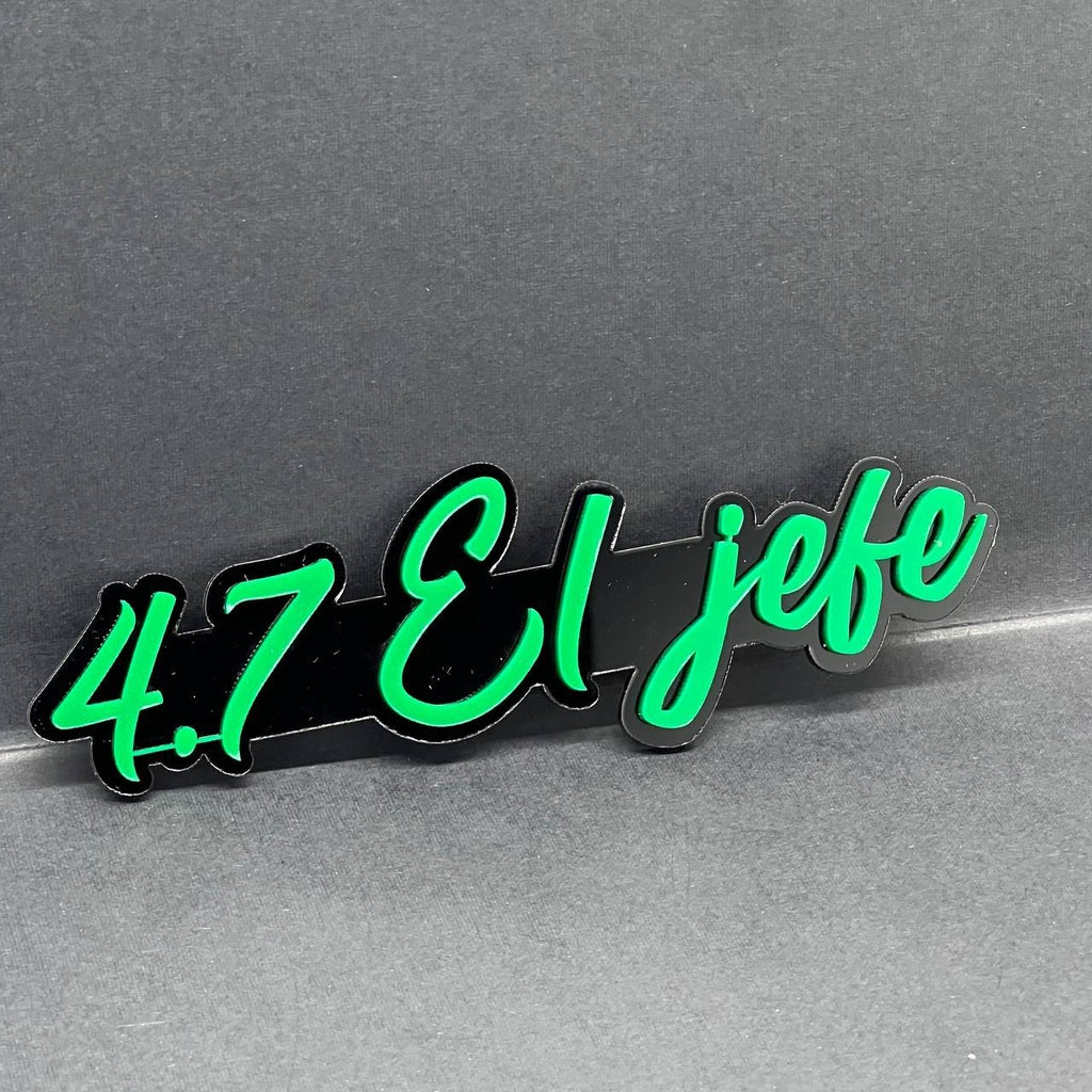 1PC 4.7 El Jefe Emblem – Custom 3D Multicolor Acrylic Car Fender Tailgate Badge