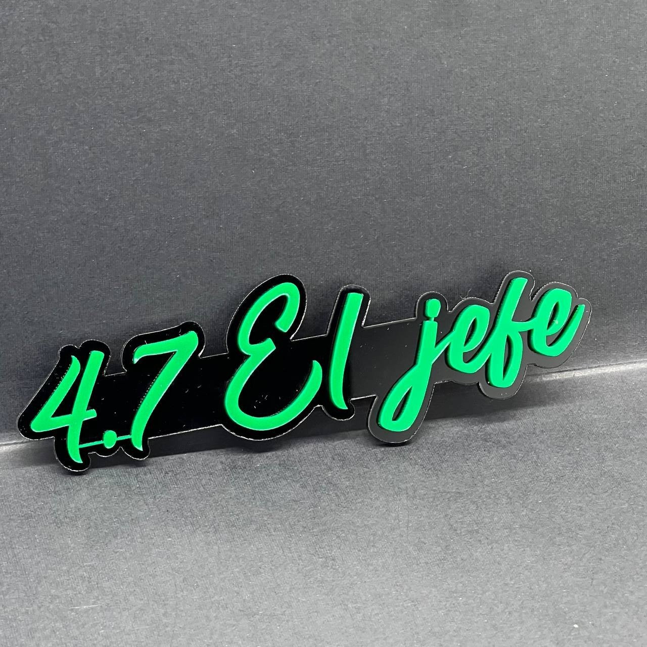 1PC 4.7 El Jefe Emblem – Custom 3D Multicolor Acrylic Car Fender Tailgate Badge