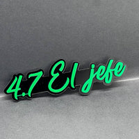 1PC 4.7 El Jefe Emblem – Custom 3D Multicolor Acrylic Car Fender Tailgate Badge