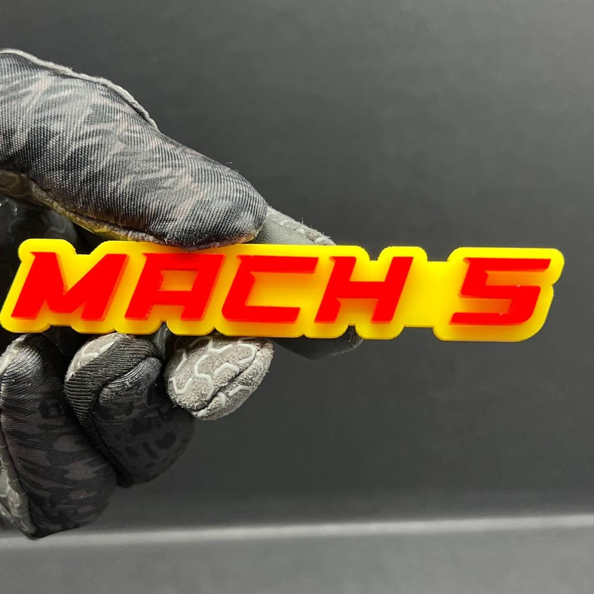 1pc MACH 5 Emblem – 3D Multicolor Acrylic Car, Truck & SUV Exterior Badge