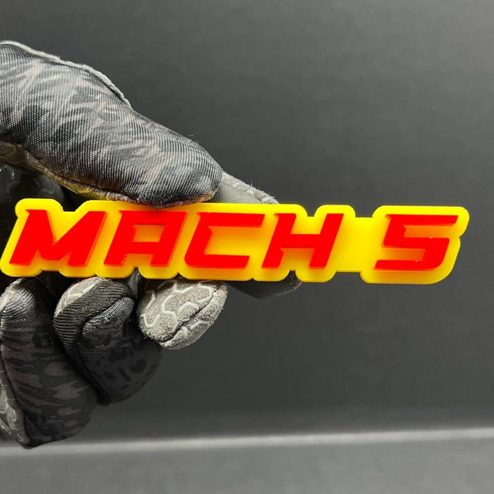 1pc MACH 5 Emblem – 3D Multicolor Acrylic Car, Truck & SUV Exterior Badge