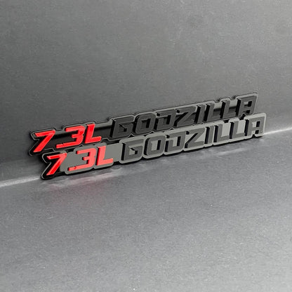 2PCS 7.3L GODZILLA Emblems – 3D Fender Badges for Ford Engine Truck SUV