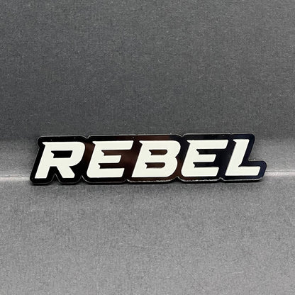1PC REBEL Emblem Grey – 3D Acrylic Tailgate Badge Decal for Car, Truck, SUV