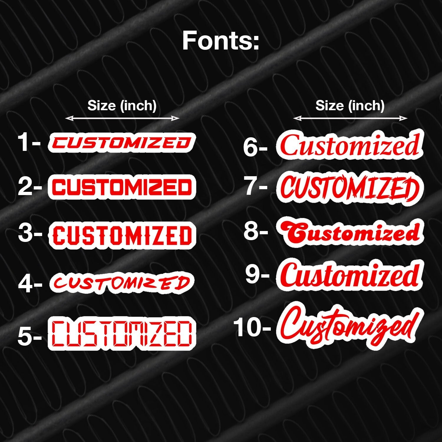 Personalized budget Acrylic Car Emblem – MULTI COLOR Customized Text Names