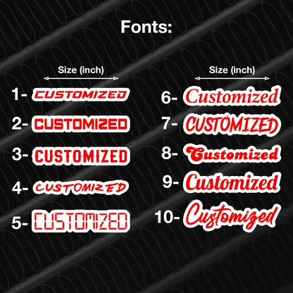 Personalized budget Acrylic Car Emblem – MULTI COLOR Customized Text Names