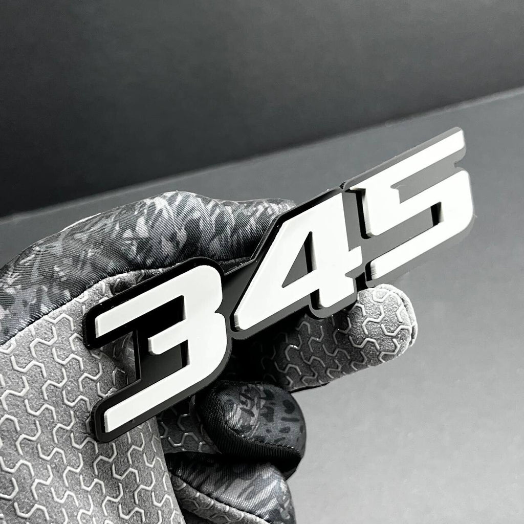 2x White black 345 Hemi Emblems 345 Side Fender Badge 3D for 345 Emblem