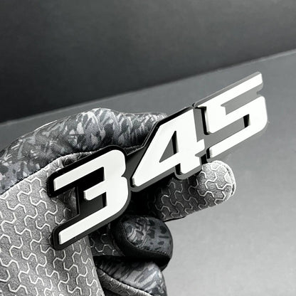 2x White black 345 Hemi Emblems 345 Side Fender Badge 3D for 345 Emblem