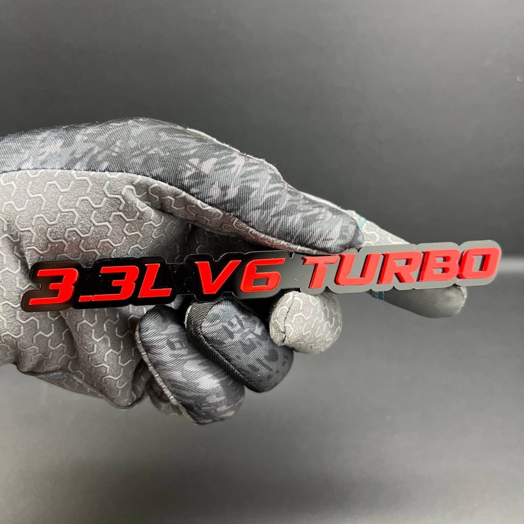 2PCS 3.3L V6 TURBO Emblems – Multicolor 3D Side Fender Badges for Cars & Trucks