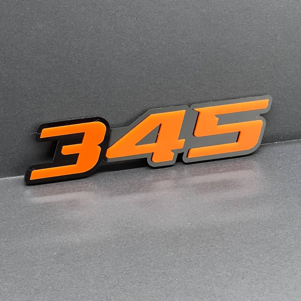 2x Orange Black 345 Hemi Emblems 345 Side Fender Badge 3D for 345 Emblem