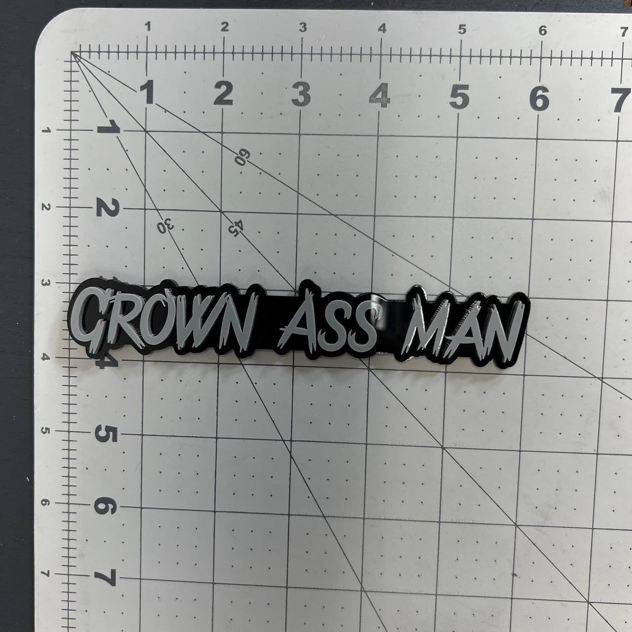 1PC GROWN ASS MAN Logo Emblem – Multicolor Acrylic Fender & Tailgate Badge