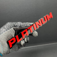 1PC PLATINUM Emblem – Red on Black 3D Acrylic Fender or Tailgate Badge for Car