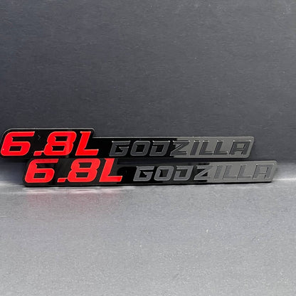 6.8L GODZILLA EMBLEMS QTY 2 FENDER EXTERIOR 6.8L ENGINE BADGE PAIR 3D EMBLEMS